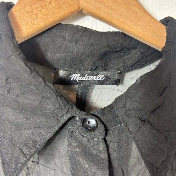 MADEWELL BLACK SHEER SEE THROUGH BLACK WOMEN BUTTON BLOUSE NO SIZE - Picture 6 of 7